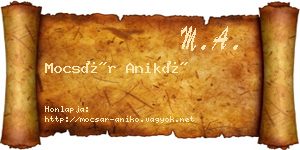 Mocsár Anikó névjegykártya